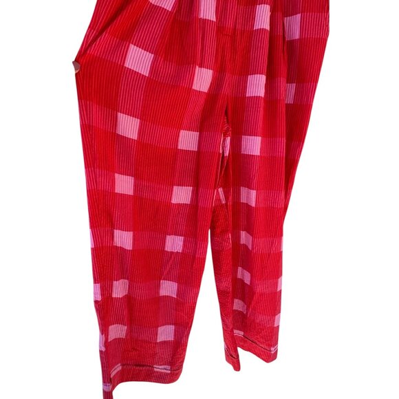 Anthropologie Porridge Womens Medium Red & Pink Plaid Wide-Leg Pants 100% Cotton - Picture 7 of 14